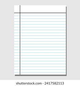 Notebook paper background. Lined paper vector illustration