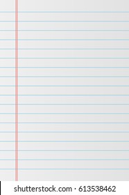 Notebook paper background. Lined paper vector illustration