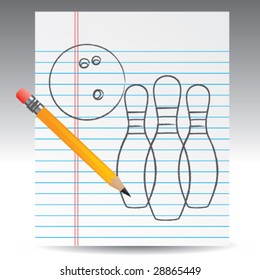 notebook paper and bowling