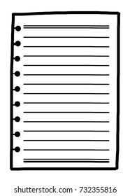 notebook paper / cartoon vector and illustration, black and white, hand drawn, sketch style, isolated on white background.