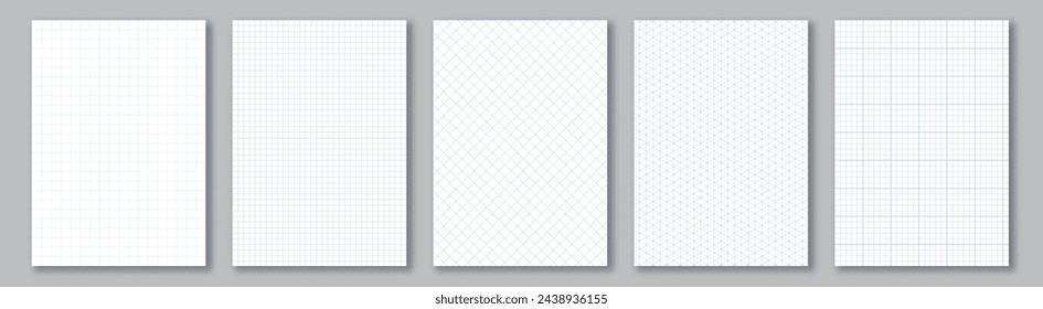 Notebook paper collection. A4 format sheets with blue grid