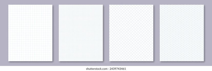 Notebook paper collection. Letter format sheets with blue grid