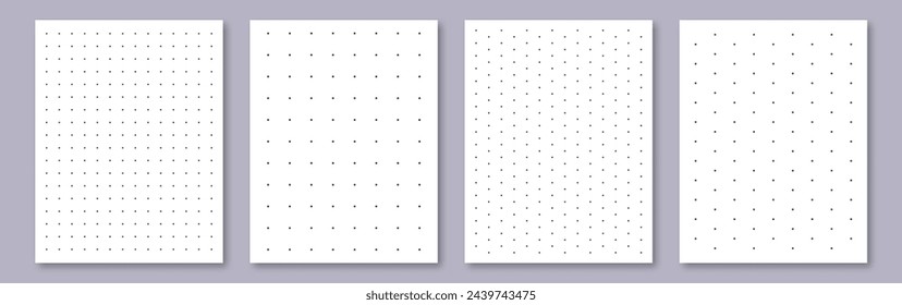 Notebook paper collection. Letter format sheets. Realistic dotted notepapers