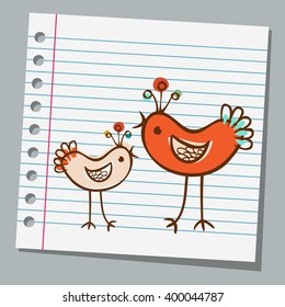 notebook paper cute bird