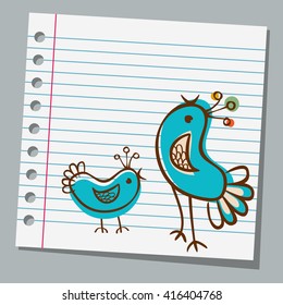 notebook paper cute bird