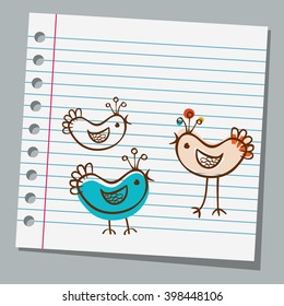 Notizbuch-Papier süße Vögel