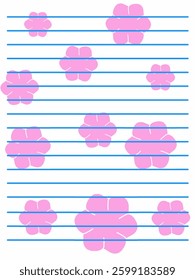 Notebook paper design with pink floral motif decoration