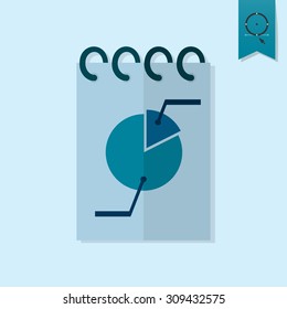 Notebook Paper with Diagram. Business and Finance, Single Flat Icon. Simple and Minimalistic Style. Vector