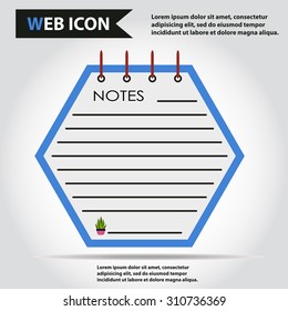 Notebook, paper document, web icon, vector.