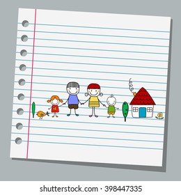 notebook paper with family