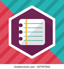 notebook paper flat icon with long shadow,eps10