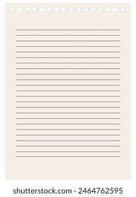 Notebook paper flat illustration isolated on white background.