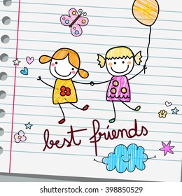 notebook paper girls best friends