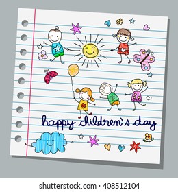 notebook paper happy children day