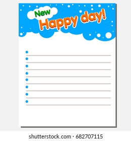 notebook paper happy children day. Beautiful and bright cover notebook. Vector illustration