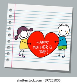notebook paper happy kids with heart