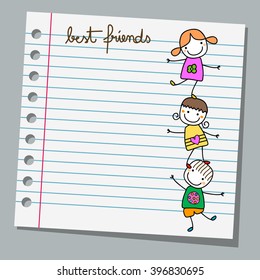 notebook paper happy kids playing