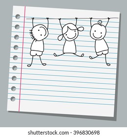 notebook paper happy kids playing