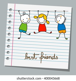 notebook paper happy kids playing