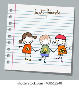 notebook paper happy kids playing