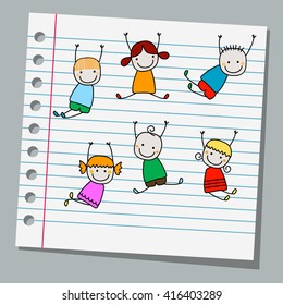 notebook paper happy kids playing