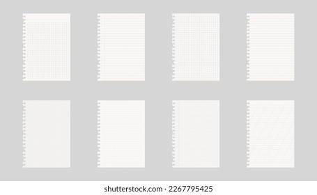 Juego de iconos de papel para portátiles. Nota de plantilla.