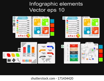 Notebook paper. Infographic elements made as notebook. Vector eps 10