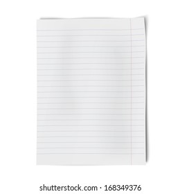Notebook paper isolated on white background