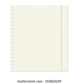Notebook paper isolated on white.