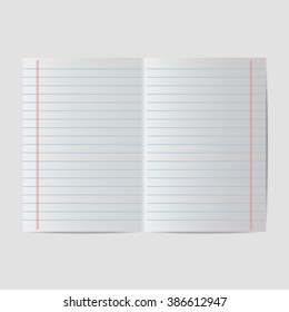 Notebook paper. Lined paper blank sheet vector