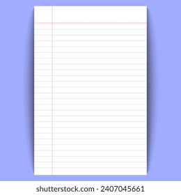 Notebook paper with paper lines background vector