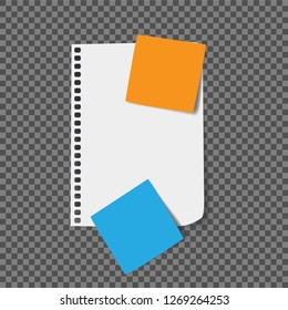 Notebook paper with lines isolated on background. Vector illustration.