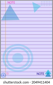 Notebook paper with lines. note paper illustration vector design