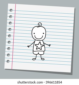 notebook paper with little boy