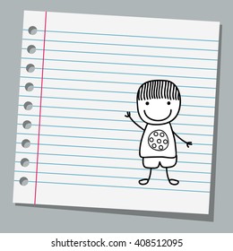 notebook paper with little boy