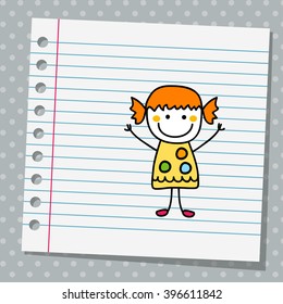 notebook paper with little girl