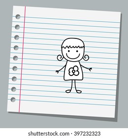 notebook paper with little girl