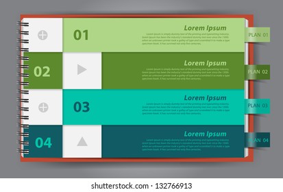 Notebook paper, Modern Design template for infographics numbered, Vector illustration