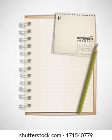 Notebook with Paper Note 2014 calendar