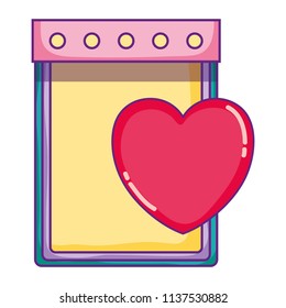 notebook paper note with heart decoration