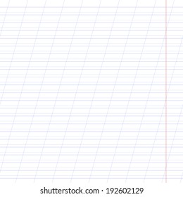 Notebook paper oblique line