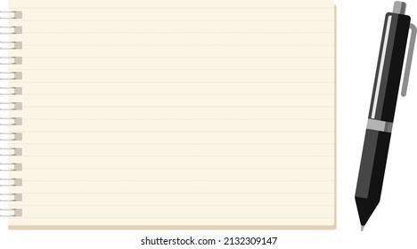 Notebook paper and pen illustration material set