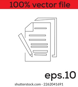 notebook paper and pen Vector line art illustration