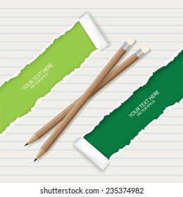 Notebook paper with pencil 