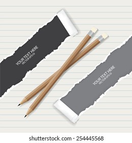 Notebook paper with pencils 