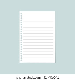 Notebook paper sheet. Blank paper notepad in line