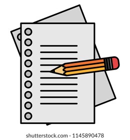 notebook paper sheet with pencil