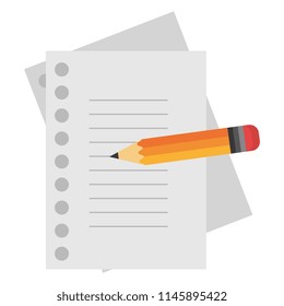 notebook paper sheet with pencil