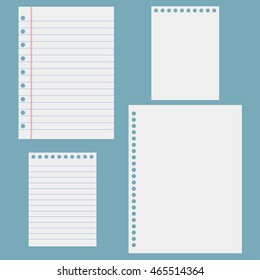 Notebook paper. Sheets of notebook on blue background 