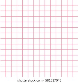 Notebook paper texture pink cell template. Squared blank sheet of copybook background. Flat design. Vector illustration